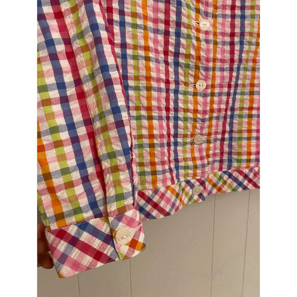 Draper's & Damon's Seersucker Rainbow Gingham Light Weight Jacket Med Dopamine - Picture 4 of 9